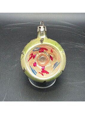Vintage MCM 2" Mercury Glass Indented Reflector Poland Christmas Ornament Retro
